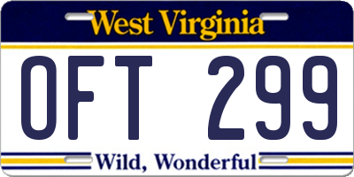 WV license plate OFT299