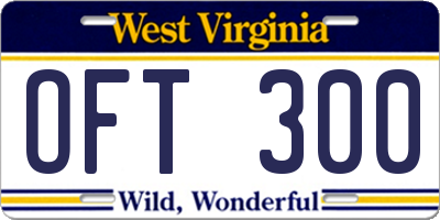 WV license plate OFT300