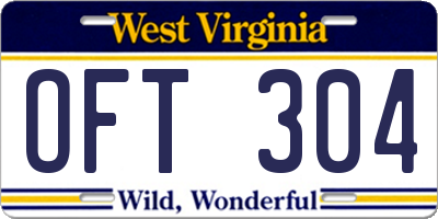 WV license plate OFT304