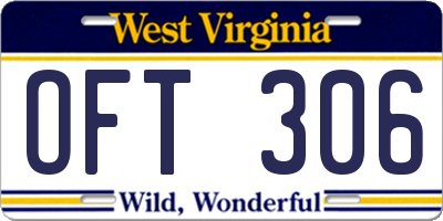 WV license plate OFT306