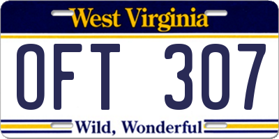 WV license plate OFT307