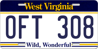 WV license plate OFT308