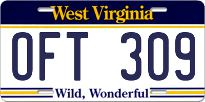 WV license plate OFT309