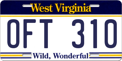 WV license plate OFT310