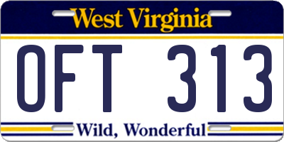 WV license plate OFT313
