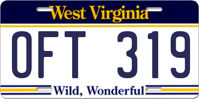 WV license plate OFT319