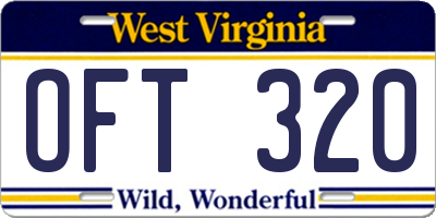 WV license plate OFT320