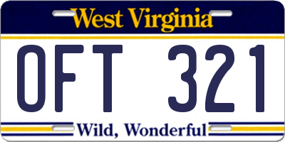 WV license plate OFT321