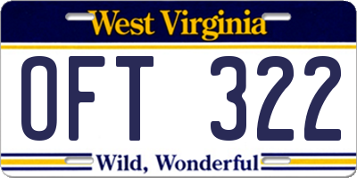 WV license plate OFT322