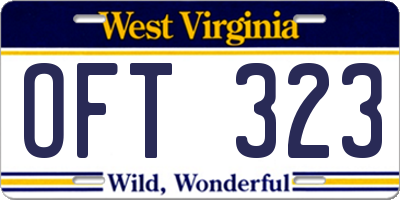 WV license plate OFT323