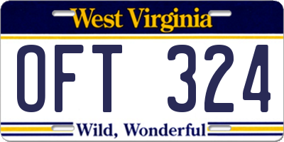 WV license plate OFT324