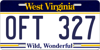 WV license plate OFT327