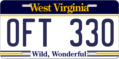 WV license plate OFT330
