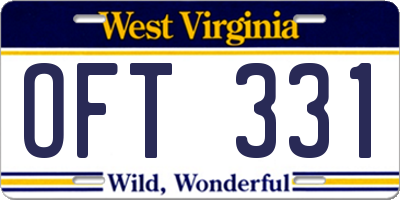 WV license plate OFT331