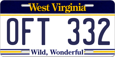 WV license plate OFT332