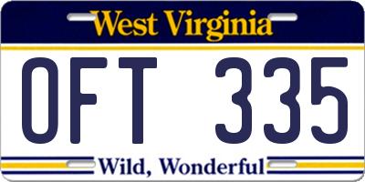 WV license plate OFT335