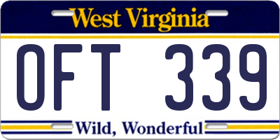 WV license plate OFT339