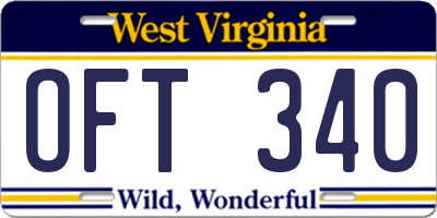 WV license plate OFT340