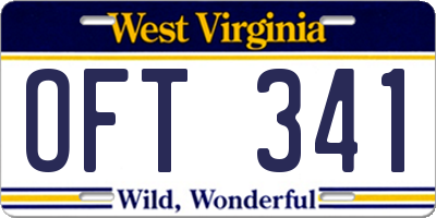 WV license plate OFT341