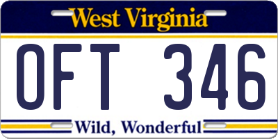 WV license plate OFT346