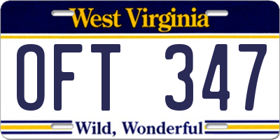 WV license plate OFT347