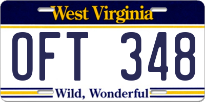 WV license plate OFT348