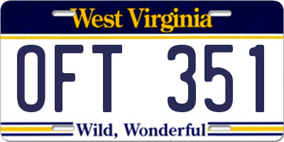 WV license plate OFT351