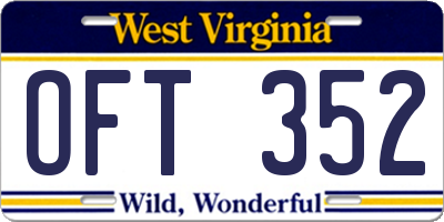 WV license plate OFT352