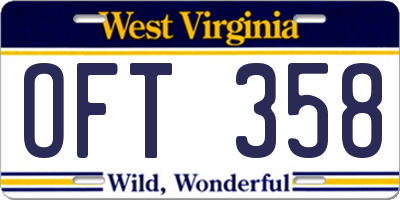 WV license plate OFT358