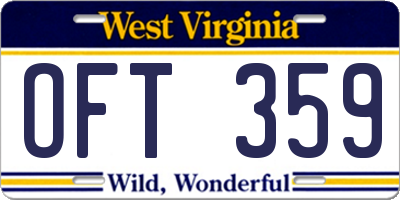 WV license plate OFT359