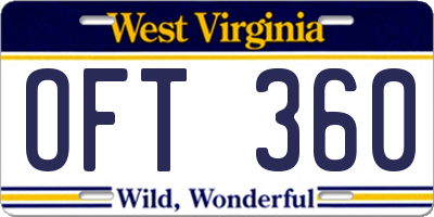 WV license plate OFT360