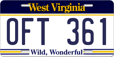 WV license plate OFT361