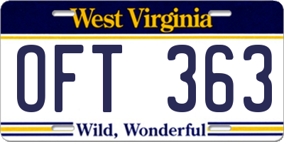 WV license plate OFT363