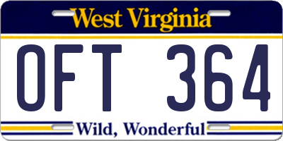 WV license plate OFT364