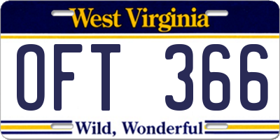 WV license plate OFT366