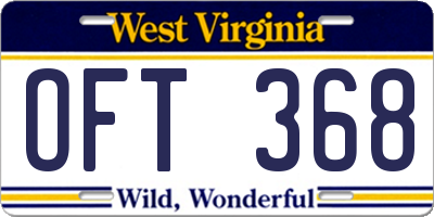WV license plate OFT368