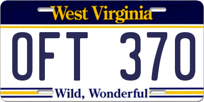WV license plate OFT370