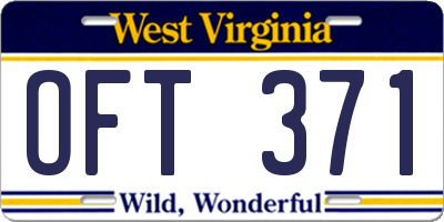 WV license plate OFT371