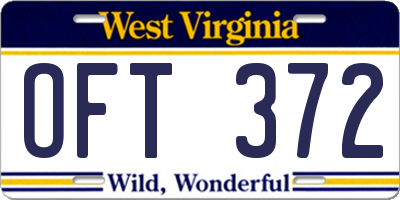 WV license plate OFT372