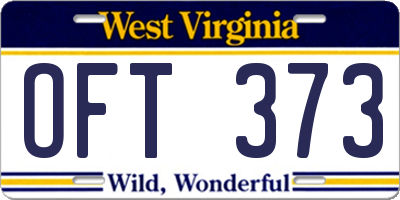 WV license plate OFT373