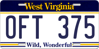 WV license plate OFT375