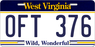 WV license plate OFT376