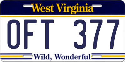 WV license plate OFT377