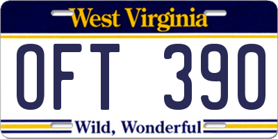 WV license plate OFT390
