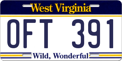 WV license plate OFT391