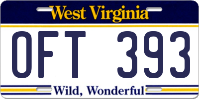 WV license plate OFT393