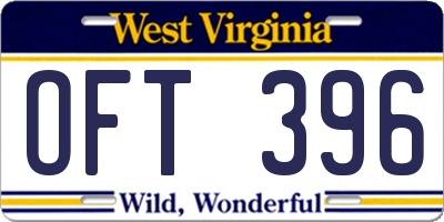 WV license plate OFT396