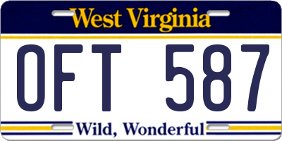 WV license plate OFT587