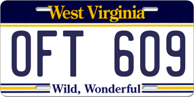 WV license plate OFT609