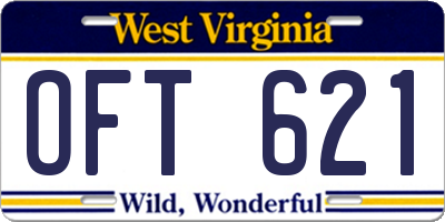 WV license plate OFT621